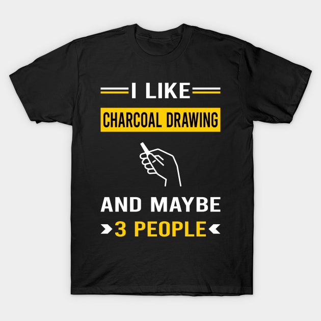 3 People Charcoal Drawing T-Shirt by Good Day